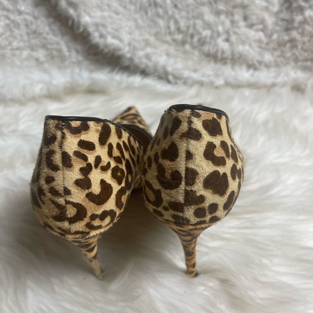 Steve Madden Dasie leather Calf hair leopard print slip on heels 10M - Picture 3 of 11
